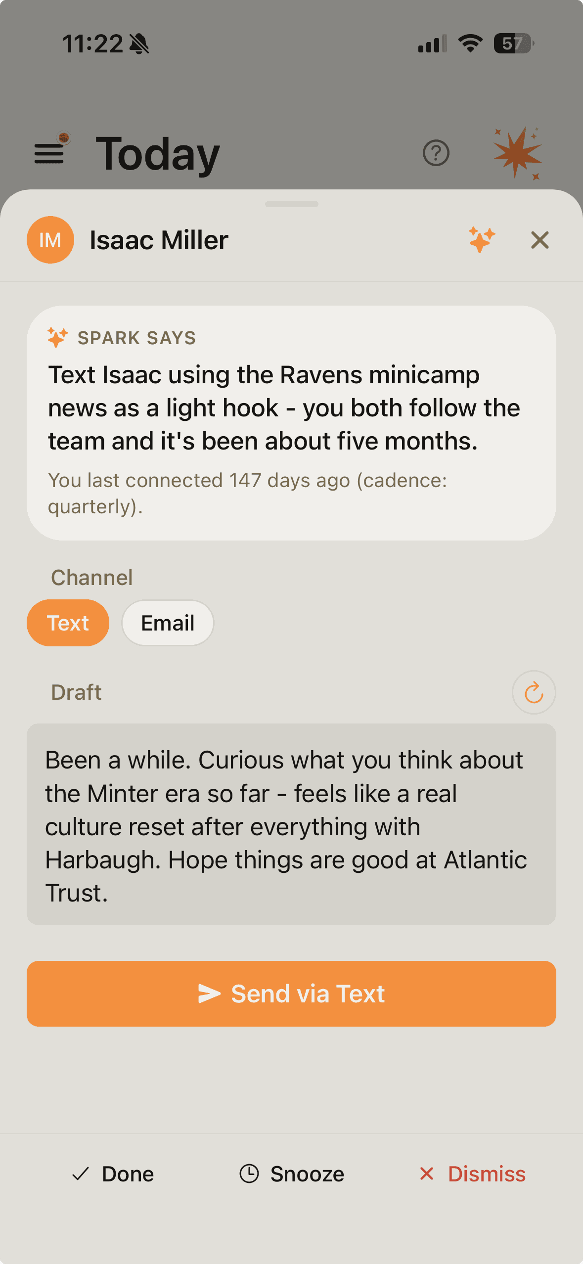 Spark news-grounded check-in suggestion